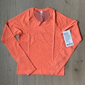 Swiftly tech long sleeve distorted noise highlight orange/lunar rock size 6 nwt